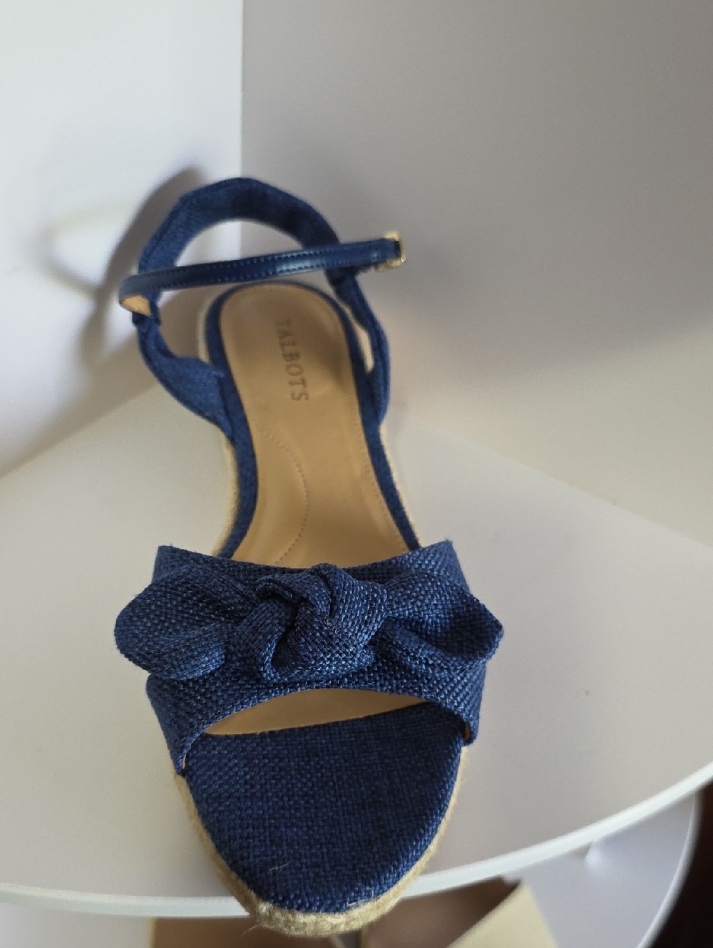 Talbots Navy Knotted Front Ankle-Strap Sandal